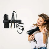 Space-Saving Hair Dryer & Straightener Holder - Metal, Ideal for Long Wavy Hair, No Scent